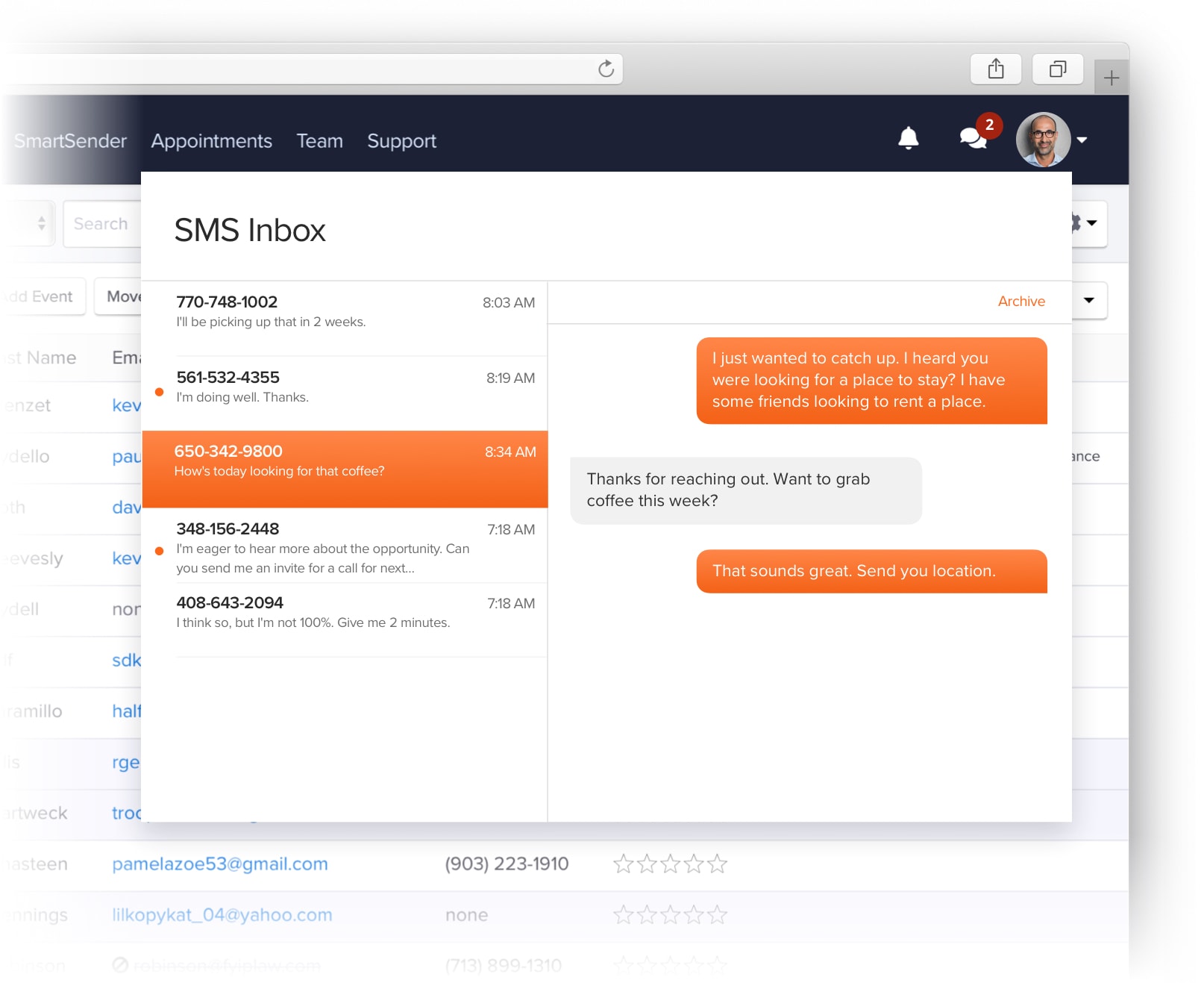 dialer with sms text messaging
